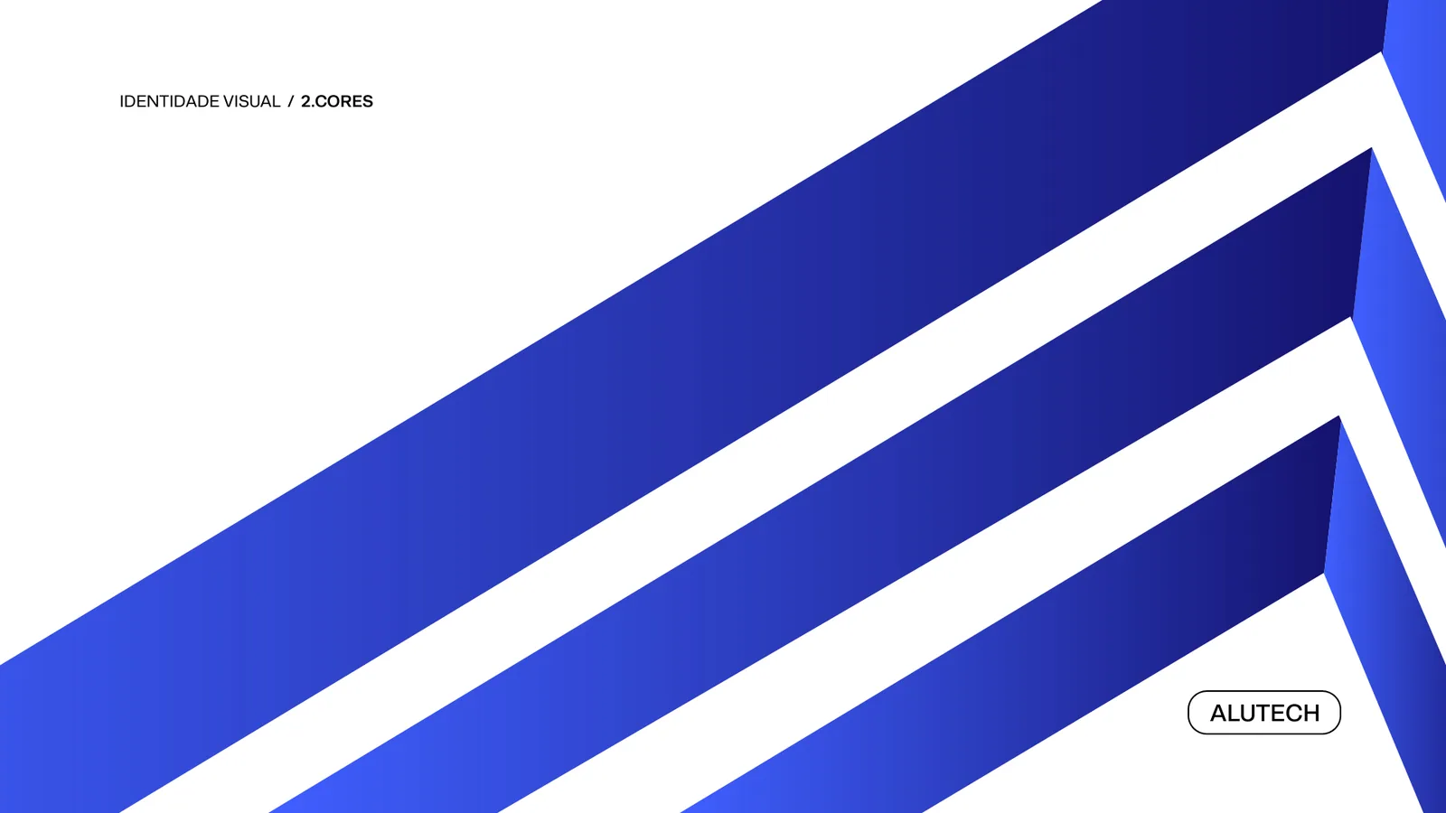 Grafismo de faixas azuis em diagonal derivado do logotipo