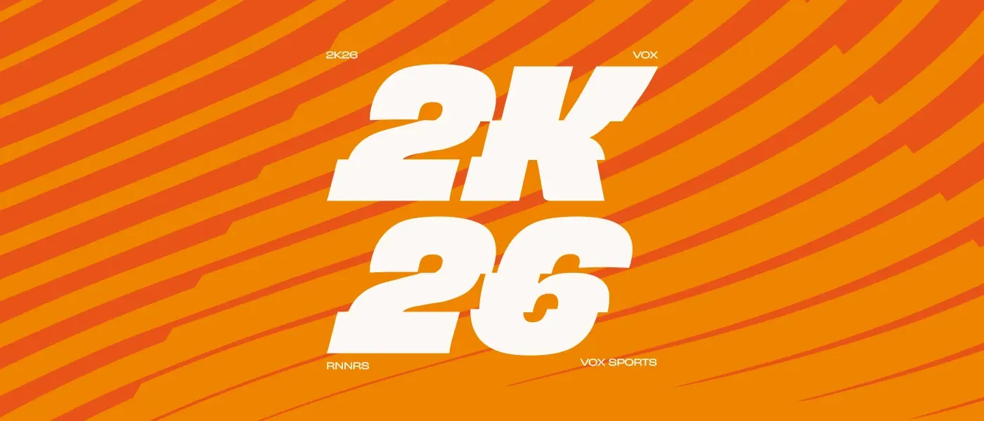 Arte “2K26” com tipografia esportiva sobre o padrão